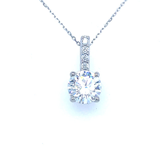 9CT WHITE GOLD CUBIC ZIRCONIA BAIL 8MM PENDANT