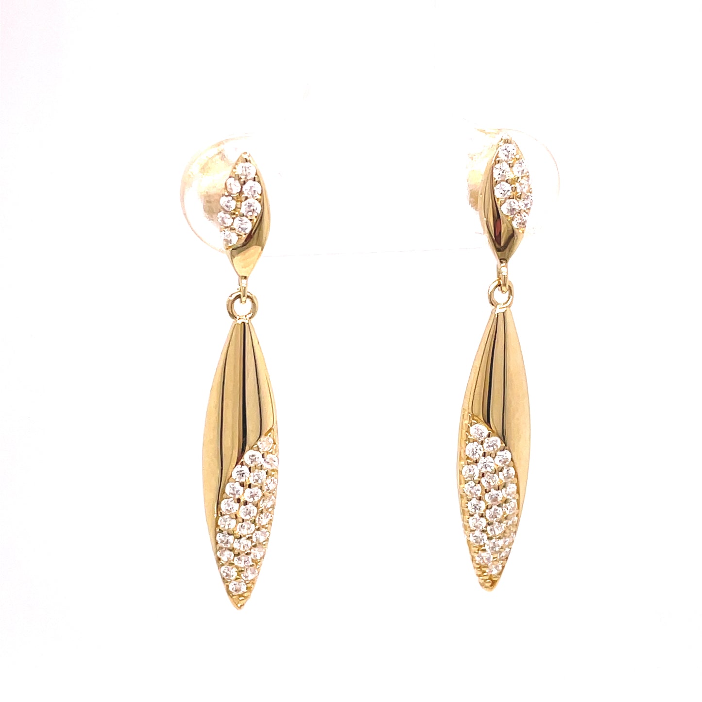 9ct Cubic Zirconia Long Drop Earring