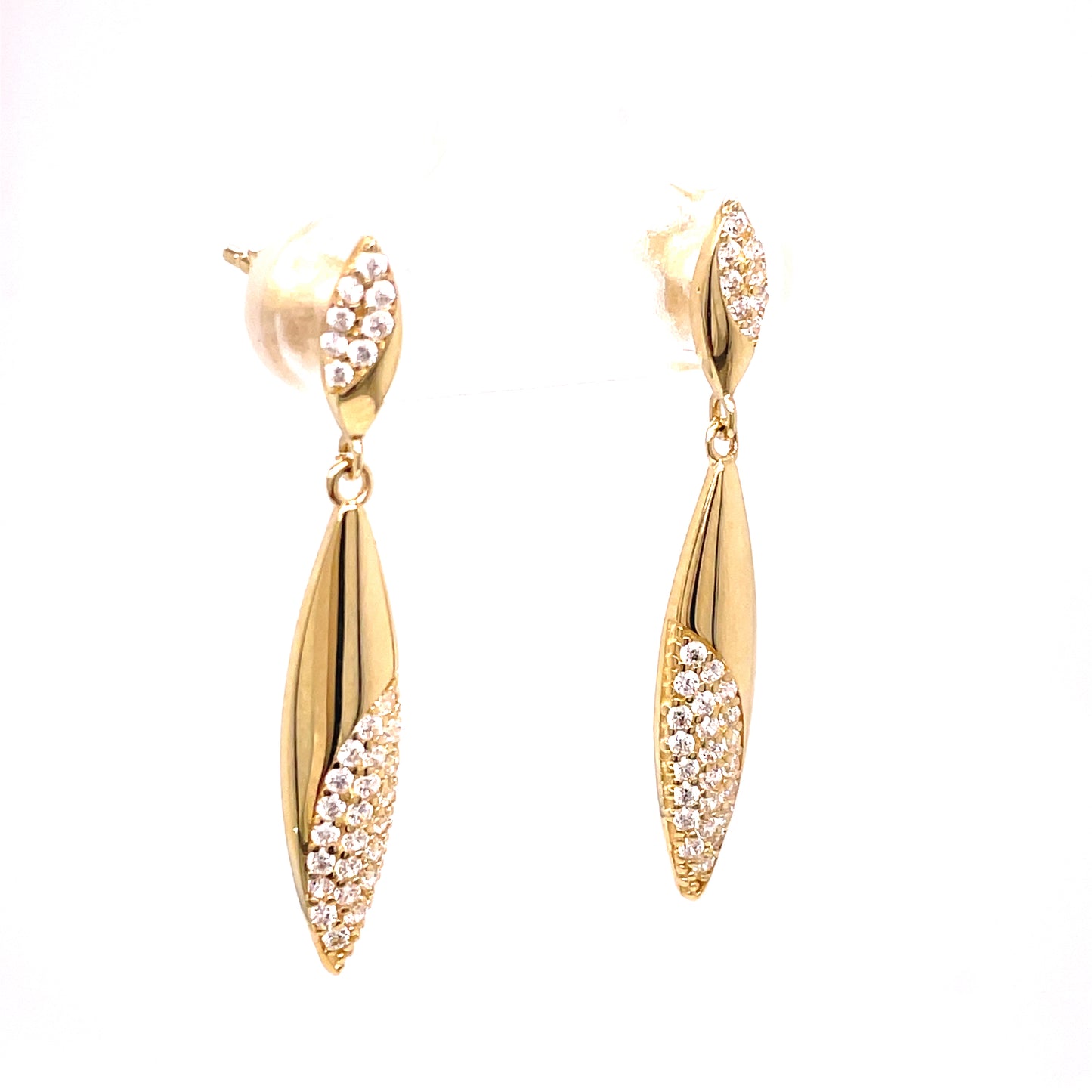 9ct Cubic Zirconia Long Drop Earring