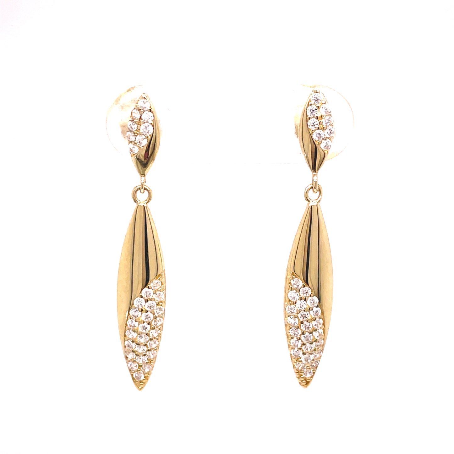 9ct Cubic Zirconia Long Drop Earring