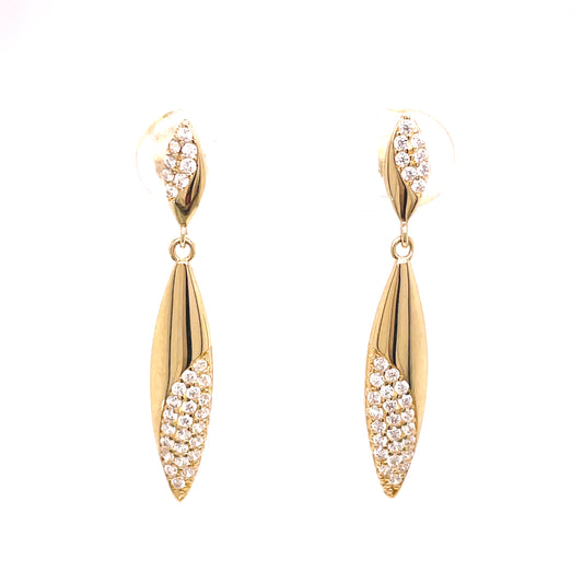 9ct Cubic Zirconia Long Drop Earring