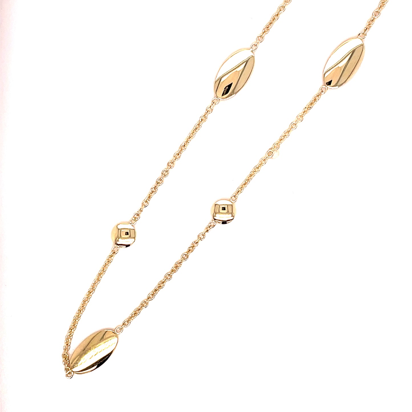 9CT OVAL AND ROUND SCATTER DISC NECKLET