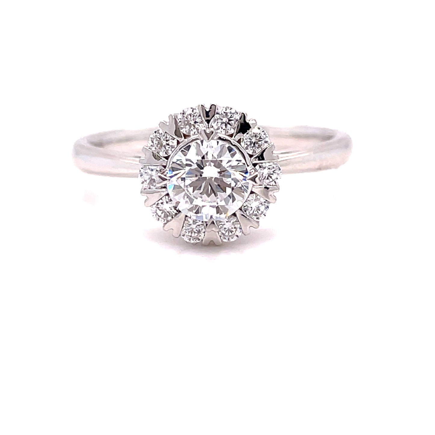 9ct White Gold Round CZ Halo Ring
