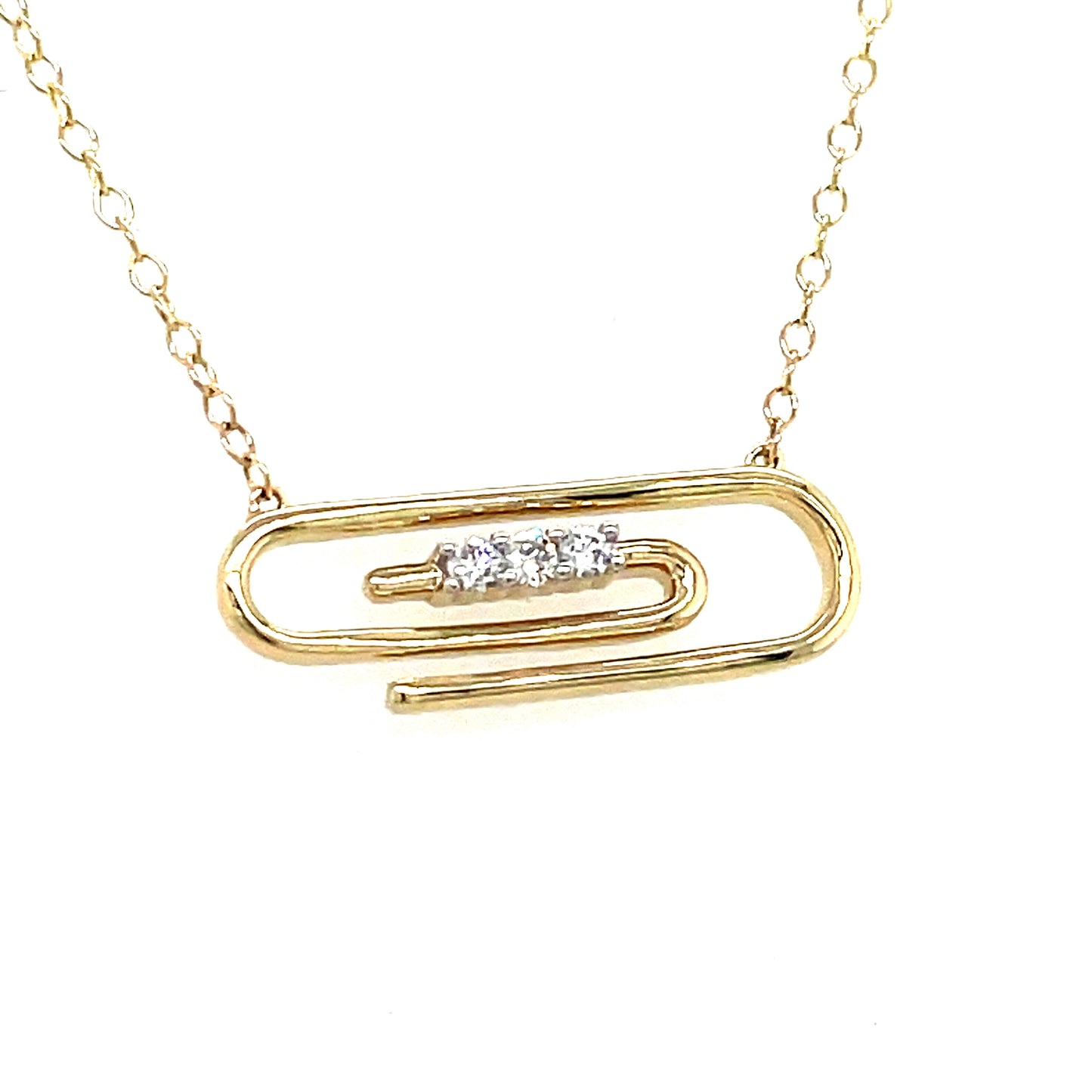 9CT OPEN PAPERCLIP DIAMOND NECKLET .04CT