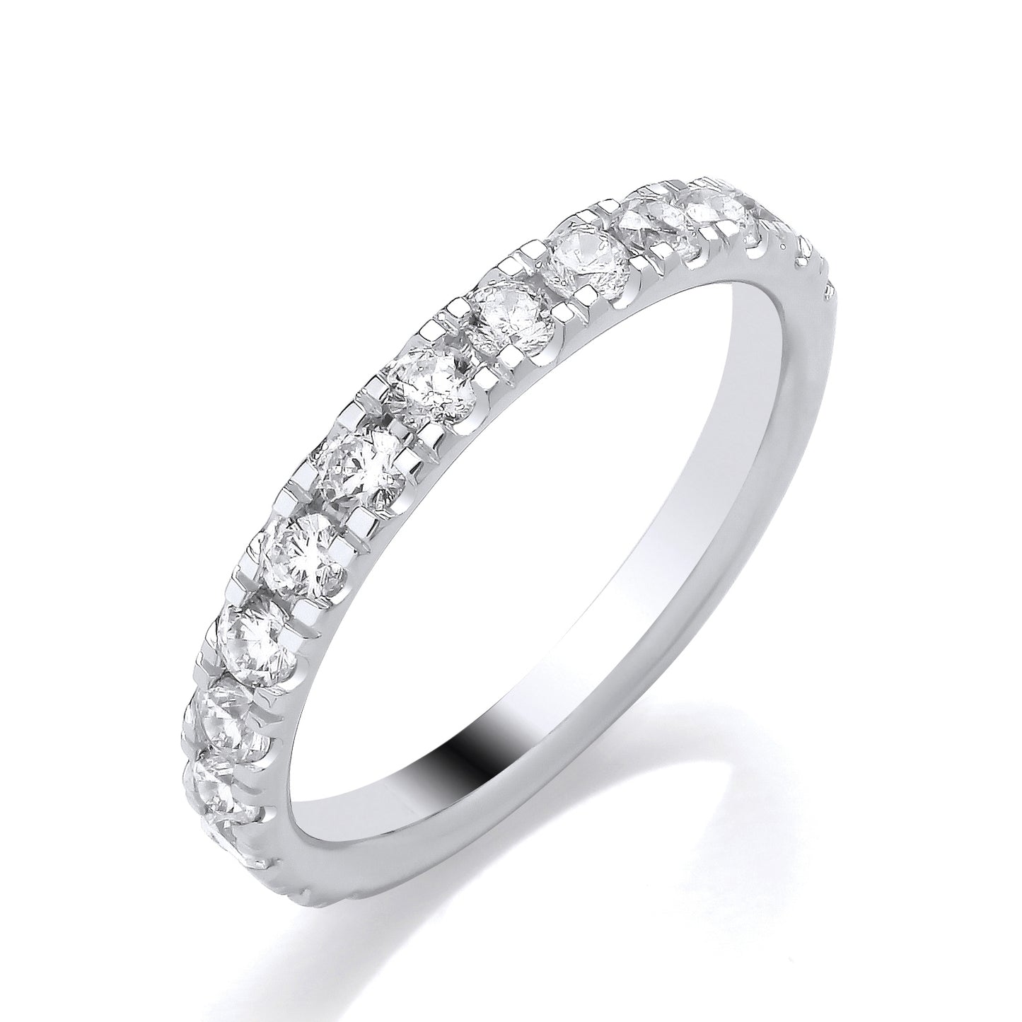 9CT WHITE GOLD ROUND BRILLIANT ILLUSION SET ETERNITY DIAMOND RING .75CT