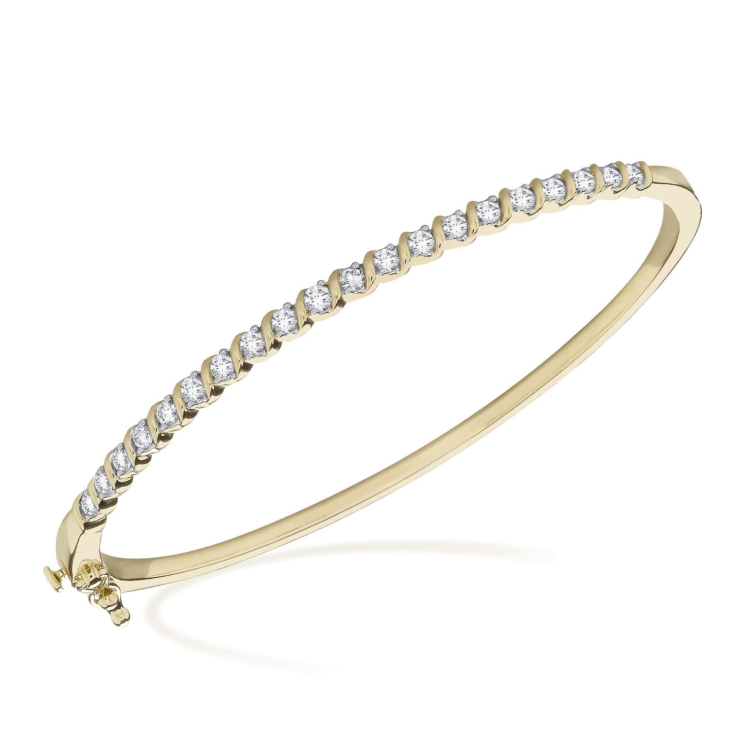 9CT CLAW SET WAVE DIAMOND BANGLE 1.00CT