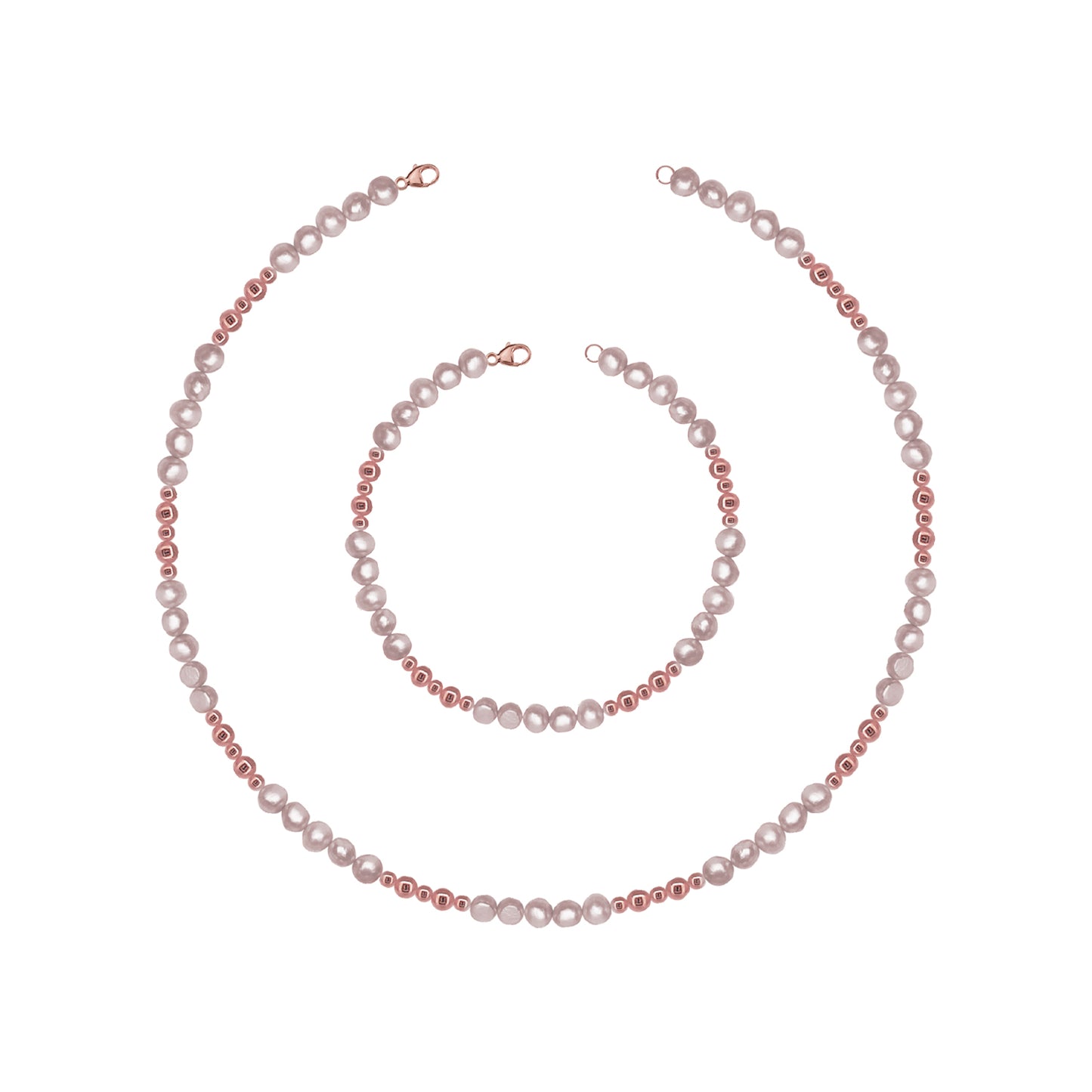 Pink and Rose Freshwater Pearl Necklet 17'