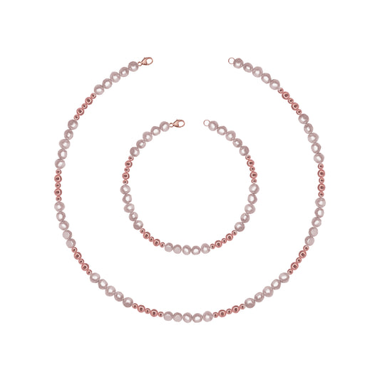 Pink and Rose Freshwater Pearl Necklet 17'