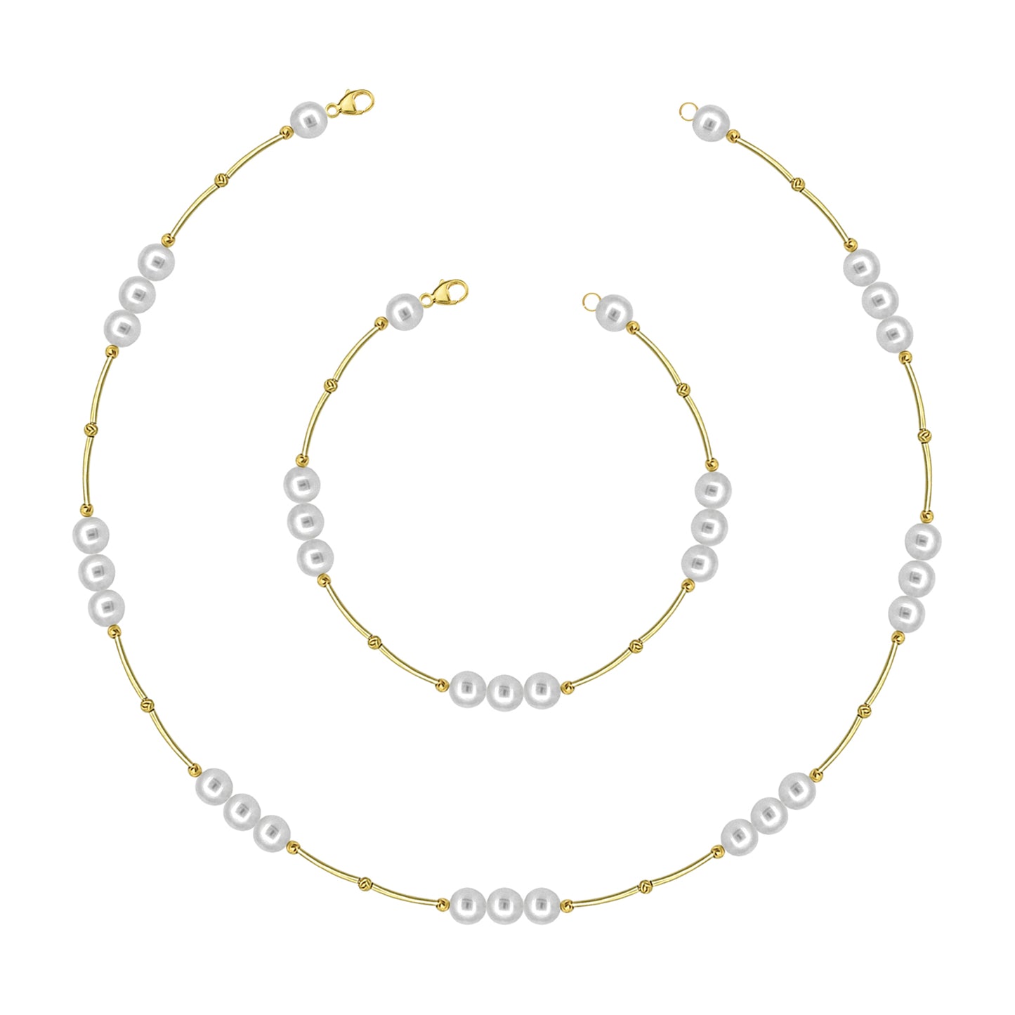 Pearl and Gold Bar Necklet 18'