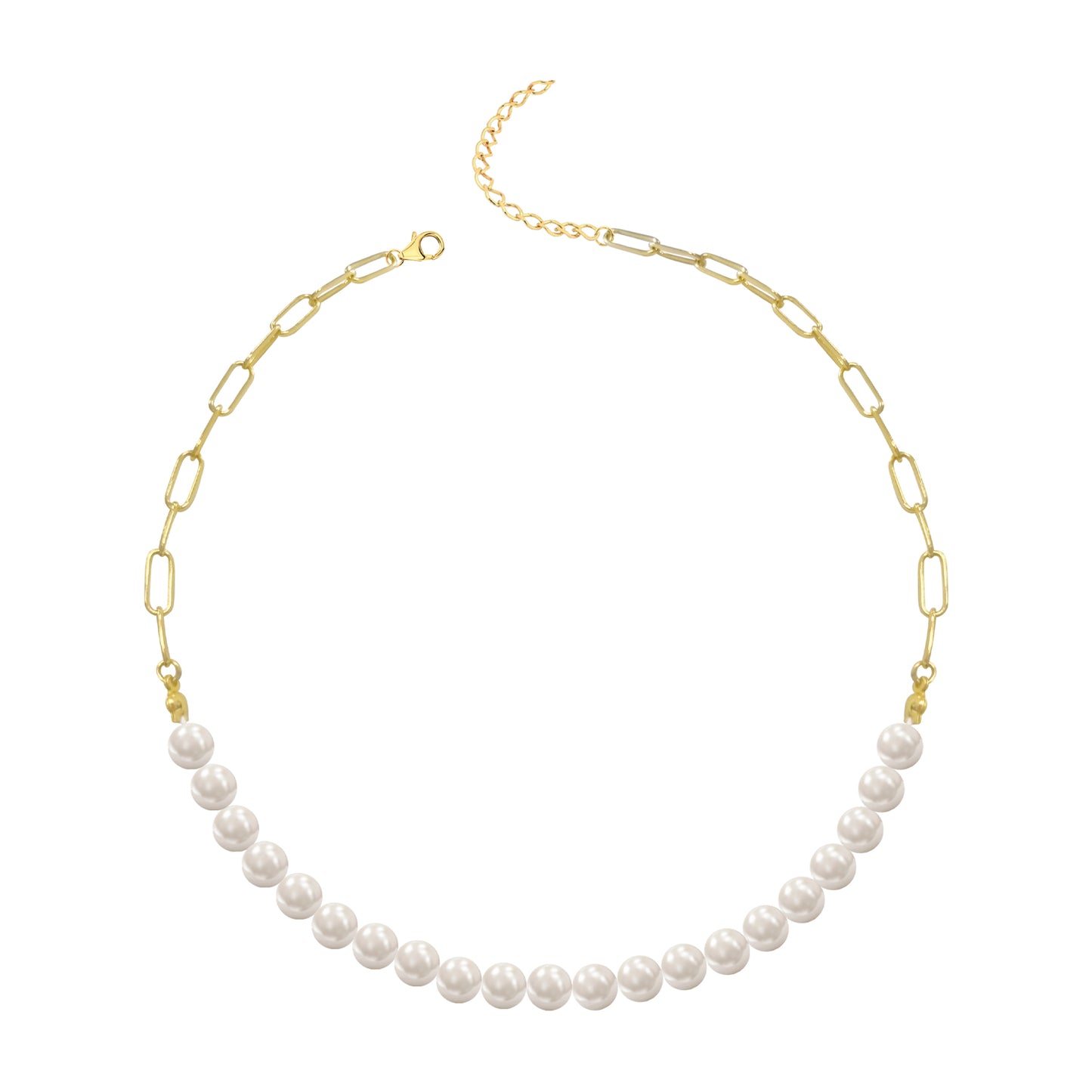 Gold Plated Paperlink and Pearl Necklet 17'