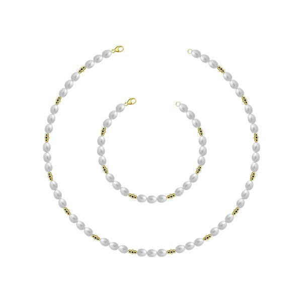 Gold Plated Synthetic Pearl Bracelet 7.5'