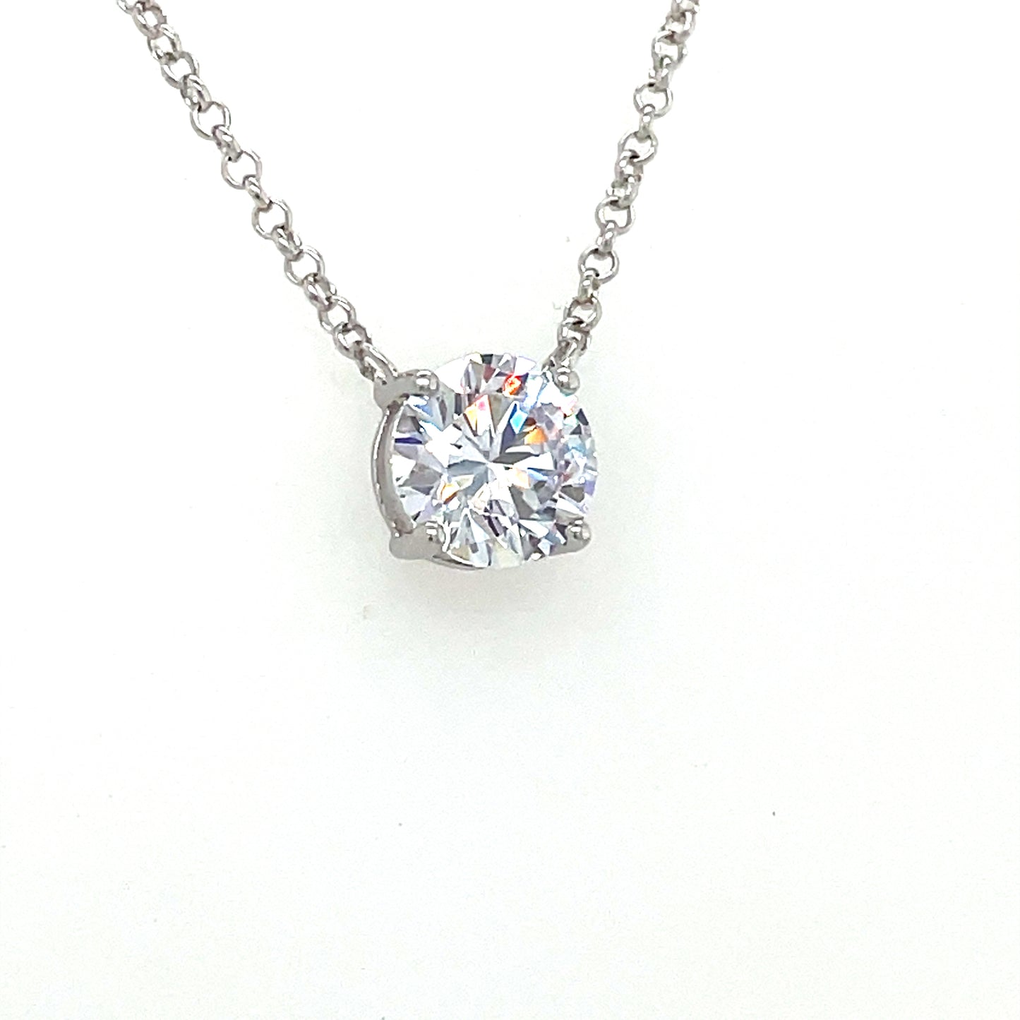 Sterling Silver Round CZ 8mm Necklet