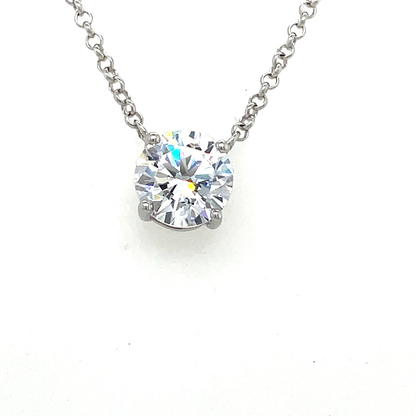 Sterling Silver Round CZ 8mm Necklet
