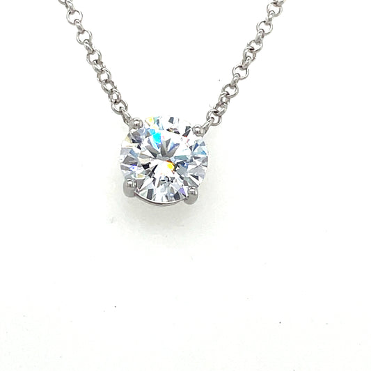 Sterling Silver Round CZ 8mm Necklet