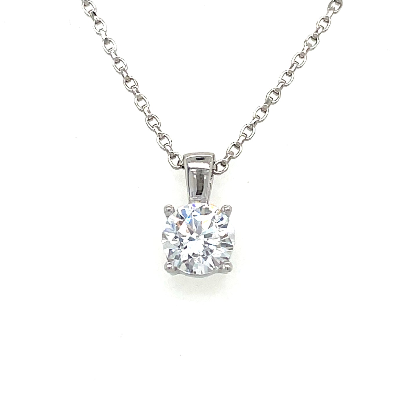 Sterling Silver Round 5mm CZ Solitaire Pendant and Earring Set