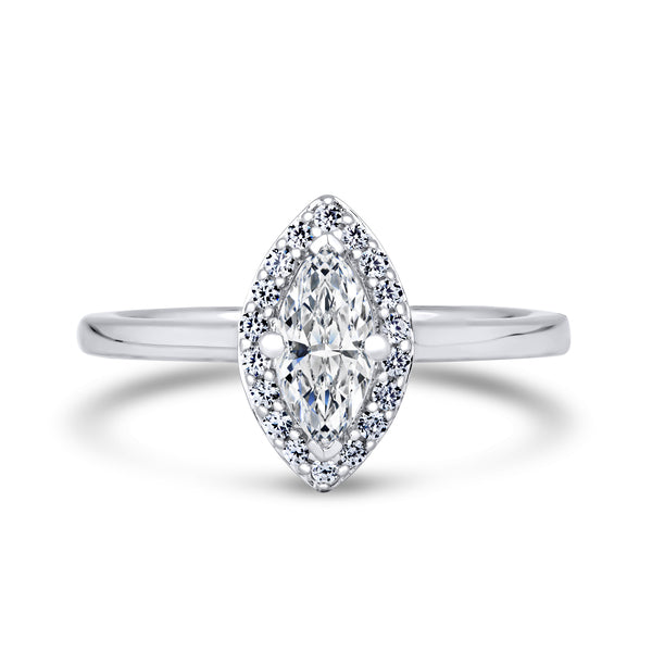 9CT WH SOL MARQUIS HALO LAB DIA 1.15CT
