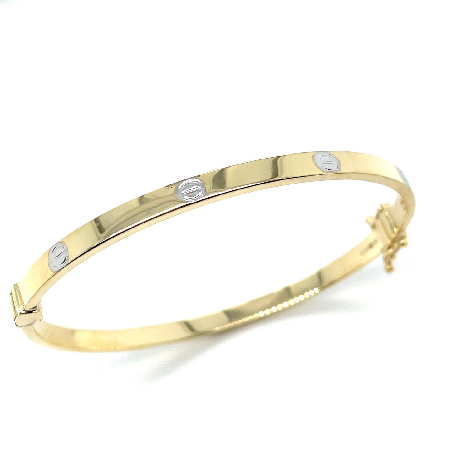 9ct Bangle Two Tone Screw Detail