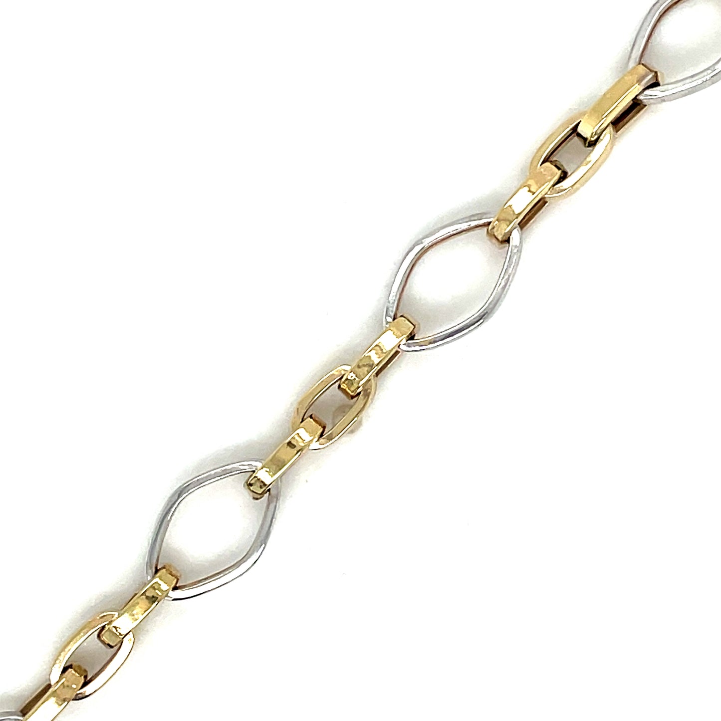 9CT TWO TONE OPEN FANCY OVAL LINK BRACELET