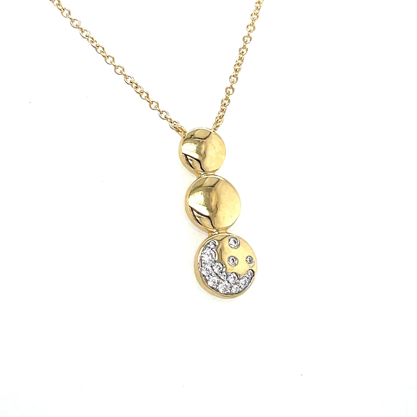 9CT 3 DISC DROP NECKLET WITH PAVÉ SET CUBIC ZIRCONIA