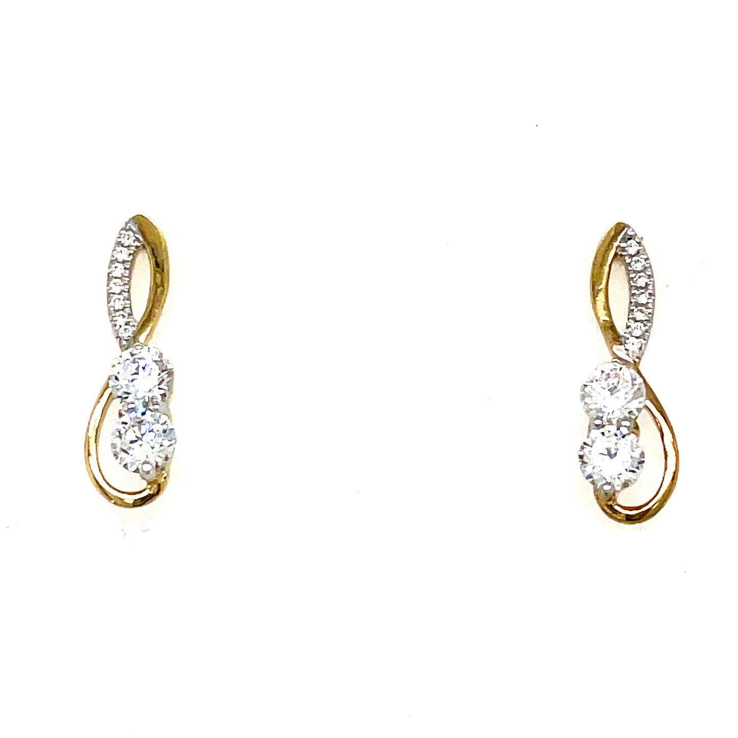 9CT CUBIC ZIRCONIA OPEN INFINITY STUD EARRING