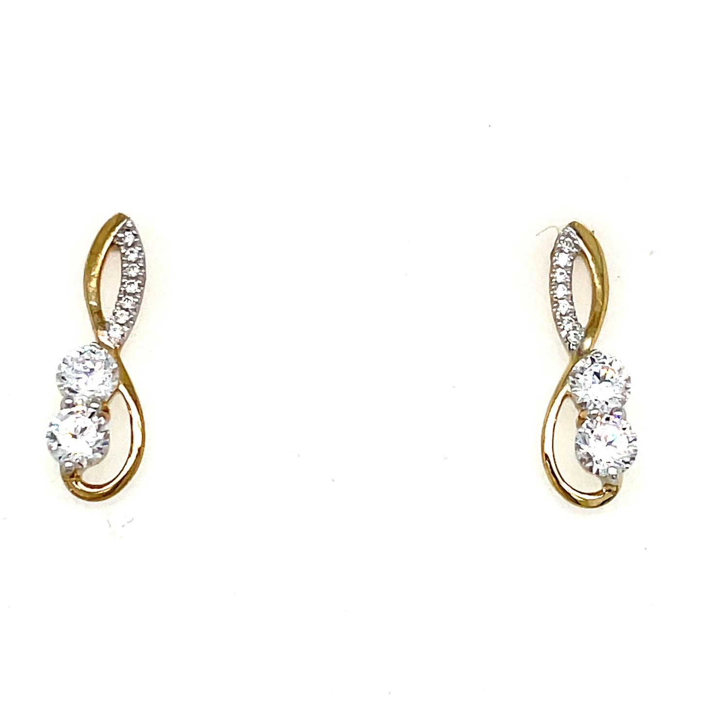 9CT CUBIC ZIRCONIA OPEN INFINITY STUD EARRING