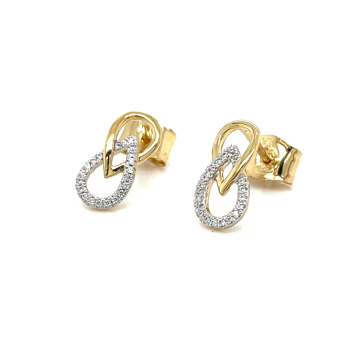 9CT CUBIC ZIRCONIA OPEN PEAR LINK STUD EARRING
