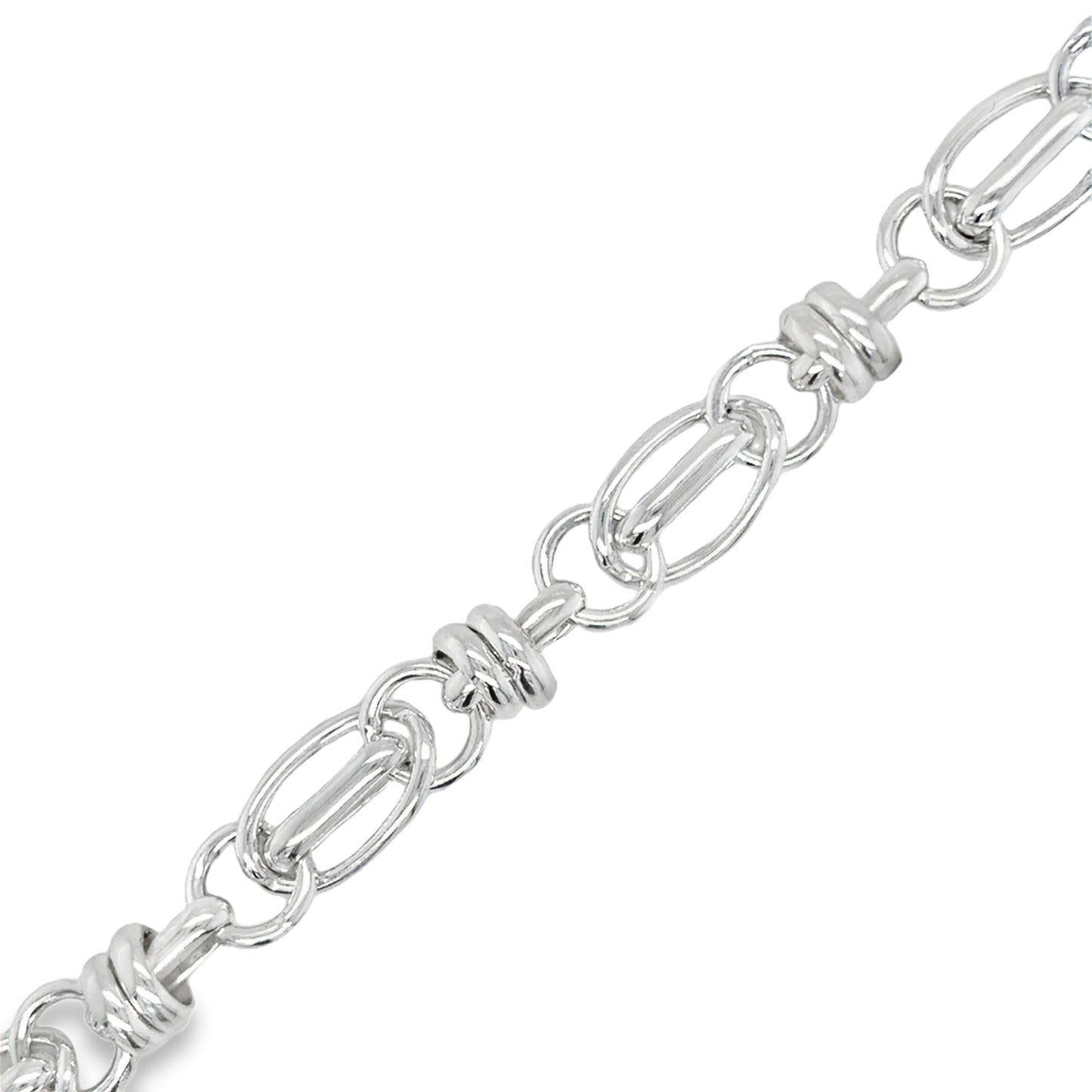 Sterling Silver Oval Flat Fancy Link Bracelet 7.5'