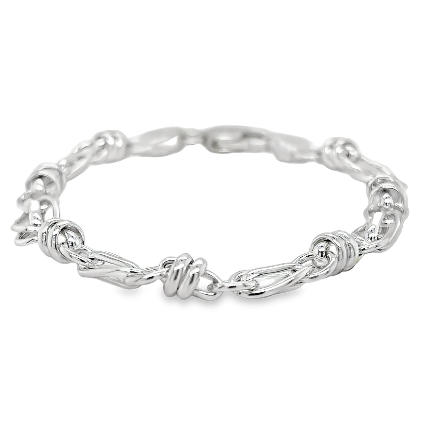 Sterling Silver Oval Flat Fancy Link Bracelet 7.5'