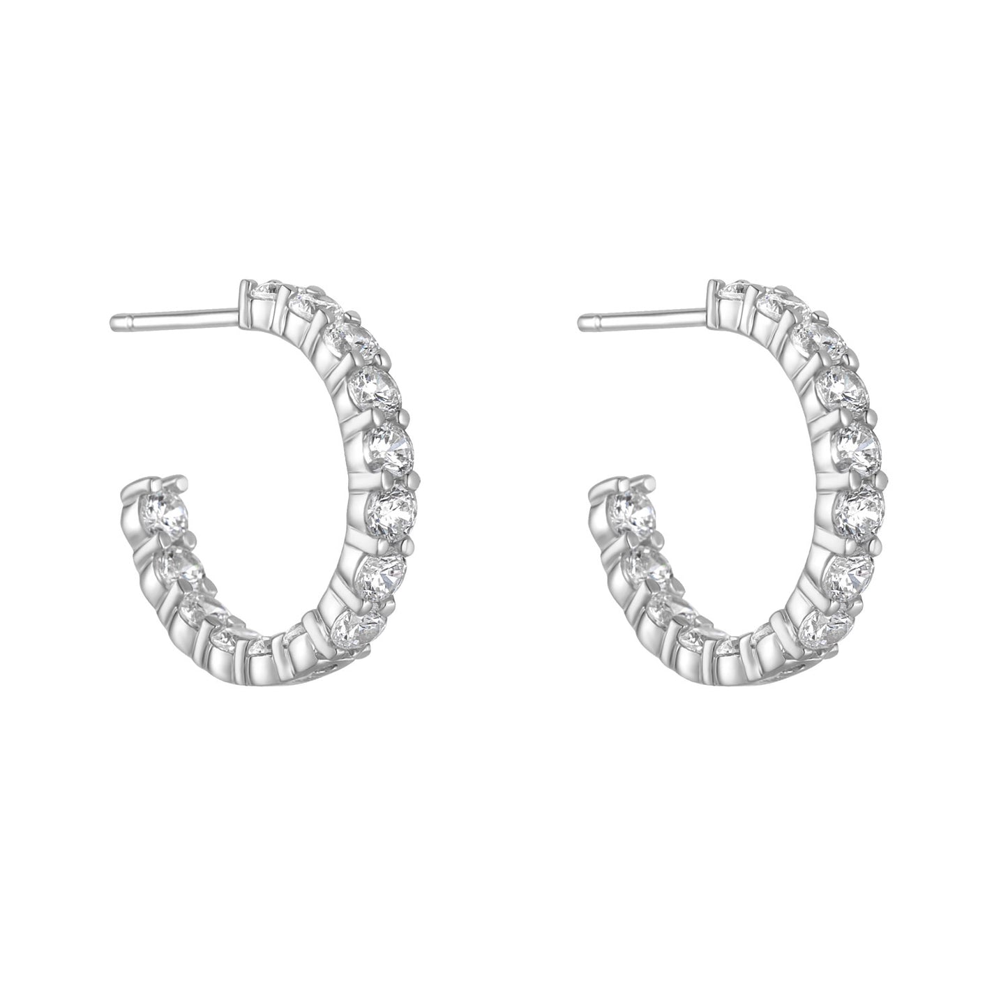 Sterling Silver CZ Hoop Earring 18mm