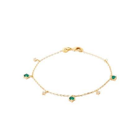 Burren Gold plated green + cubic zirconia drop bracelet