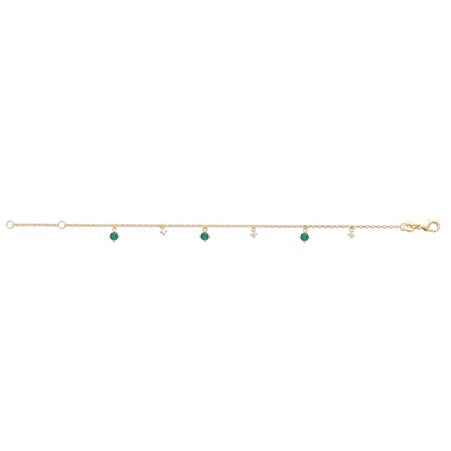 Burren Gold plated green + cubic zirconia drop bracelet