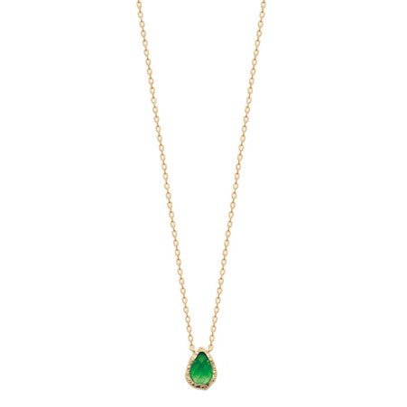 Burren 18ct Gold plated green teardrop pendant