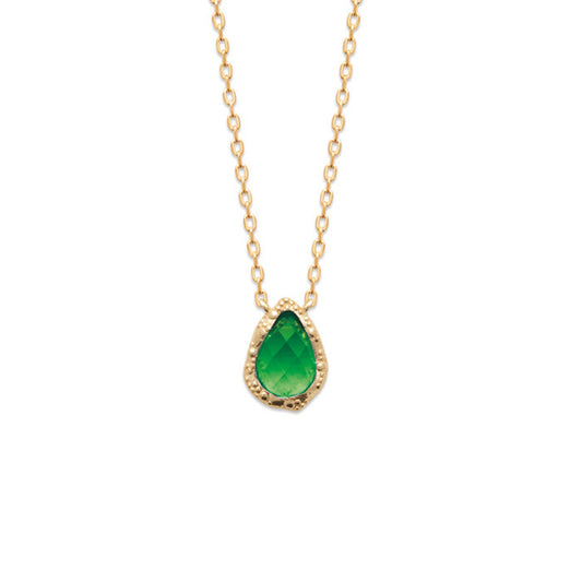 Burren 18ct Gold plated green teardrop pendant