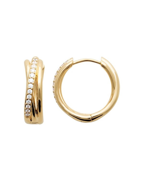 Gold plated cubic zirconia hoop earrings