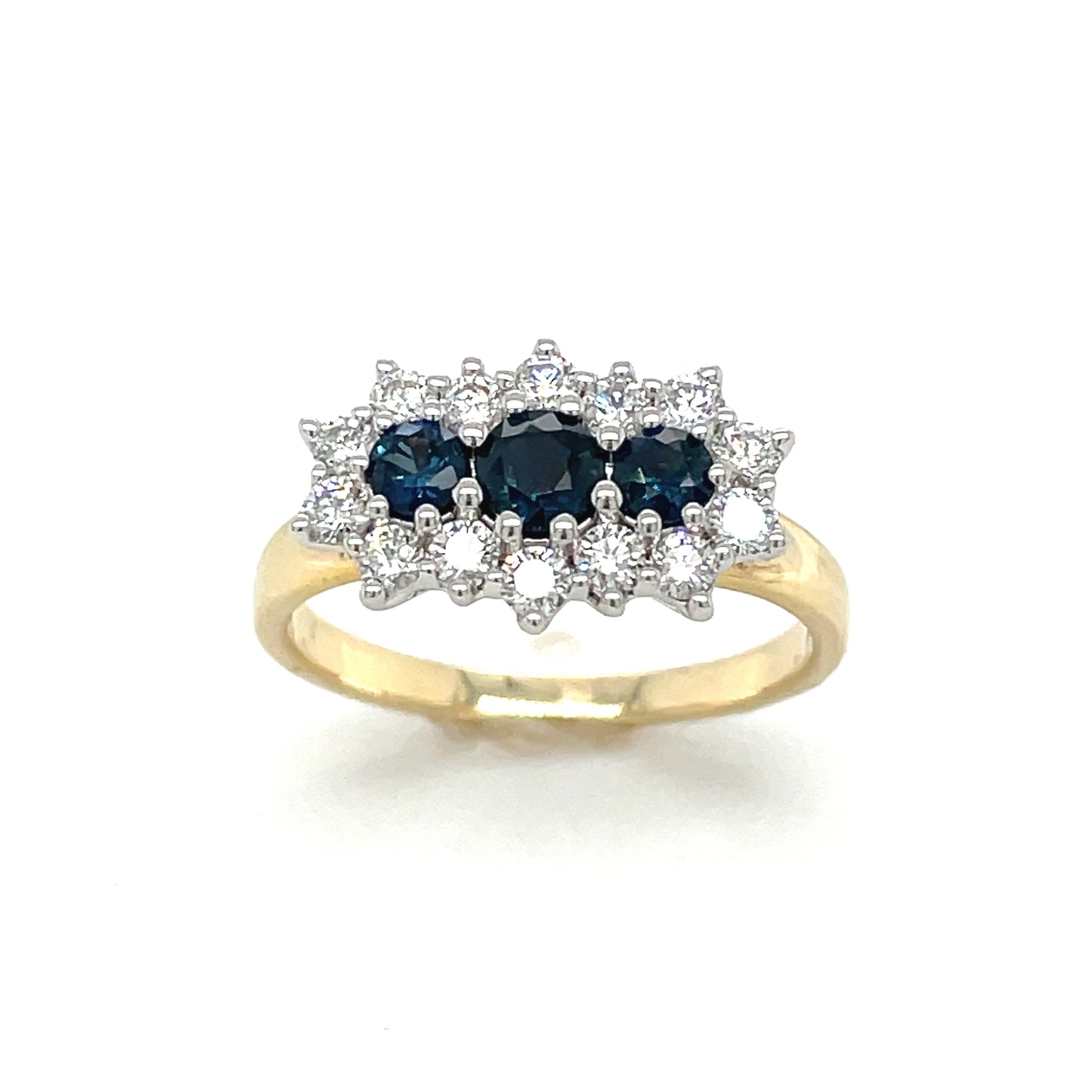 9ct sapphire + diamond cluster ring