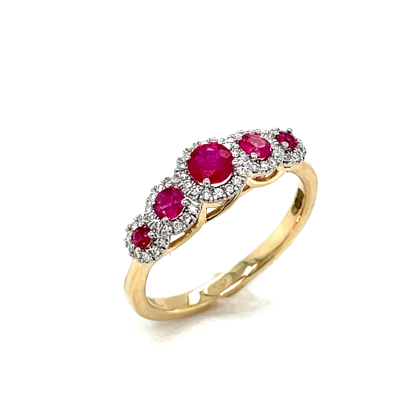 9ct 5st ruby/dia clus ring