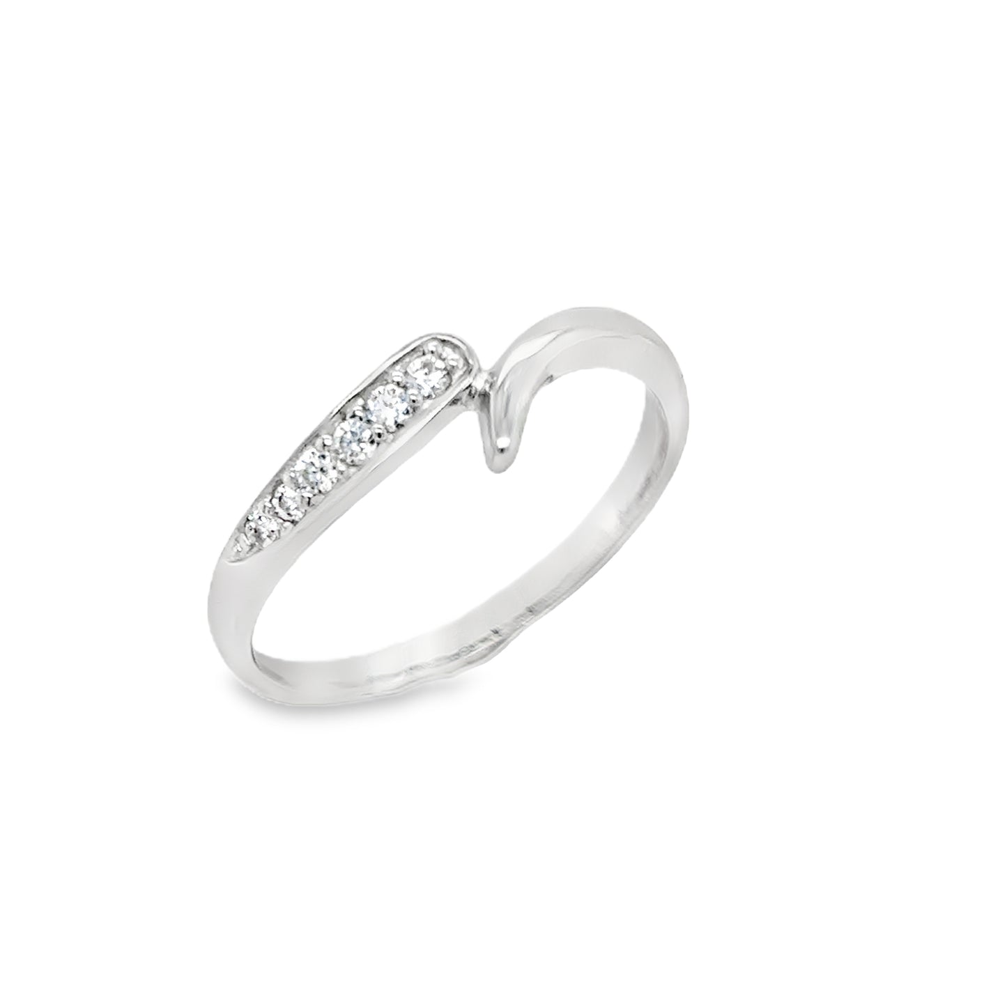 Sterling Silver CZ  Cross over Ring