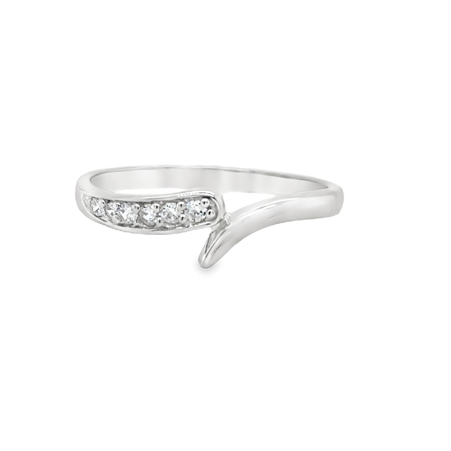 Sterling Silver CZ Cross over Ring