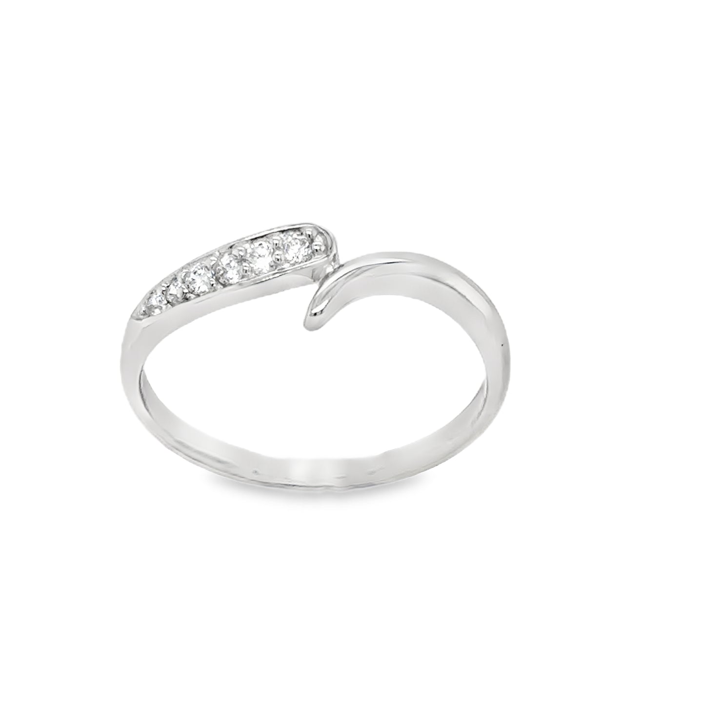 Sterling Silver CZ  Cross over Ring
