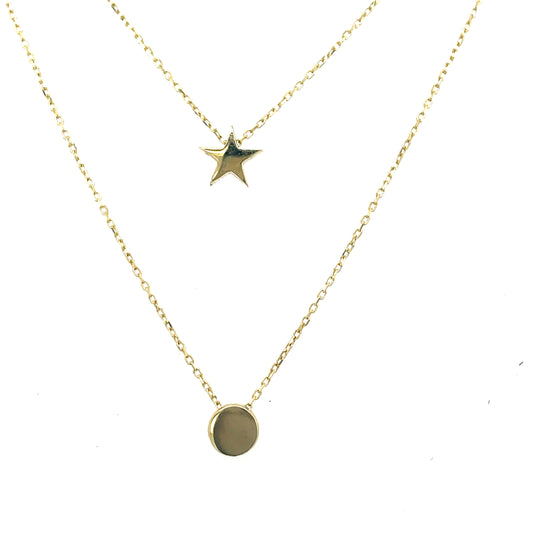 9ct n'let star circle layer chain