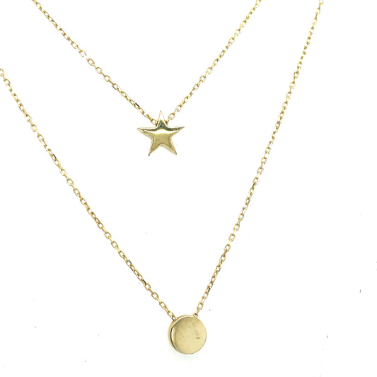 9ct n'let star circle layer chain