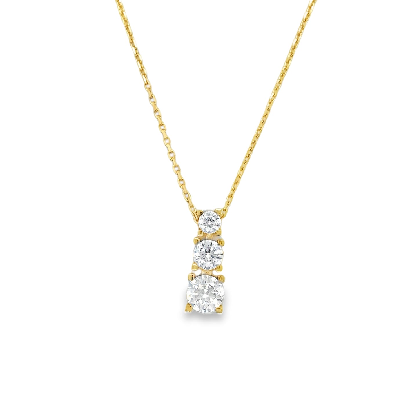 9CT 3 Stone Graduated Cubic Zirconia Necklet