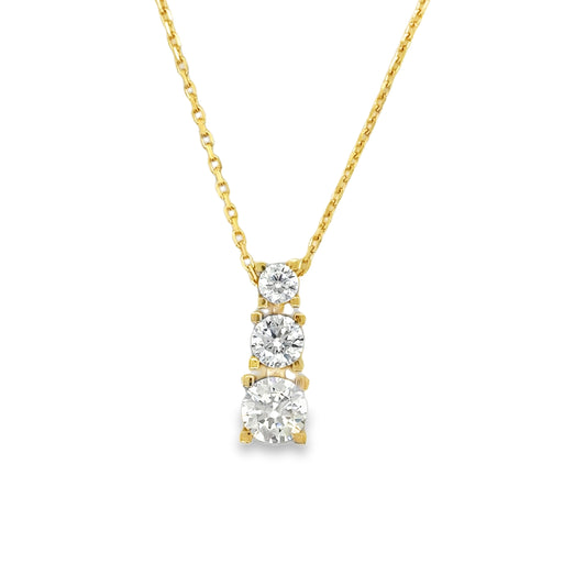 9CT 3 Stone Graduated Cubic Zirconia Necklet