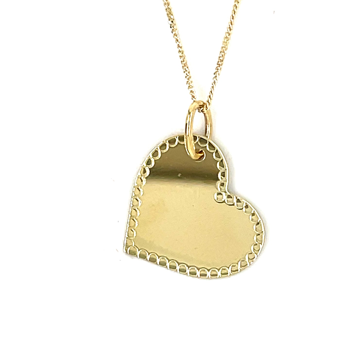 9CT 15 x 11 MM Heart Disc Pendant with Beaded Edge (Engraveable)