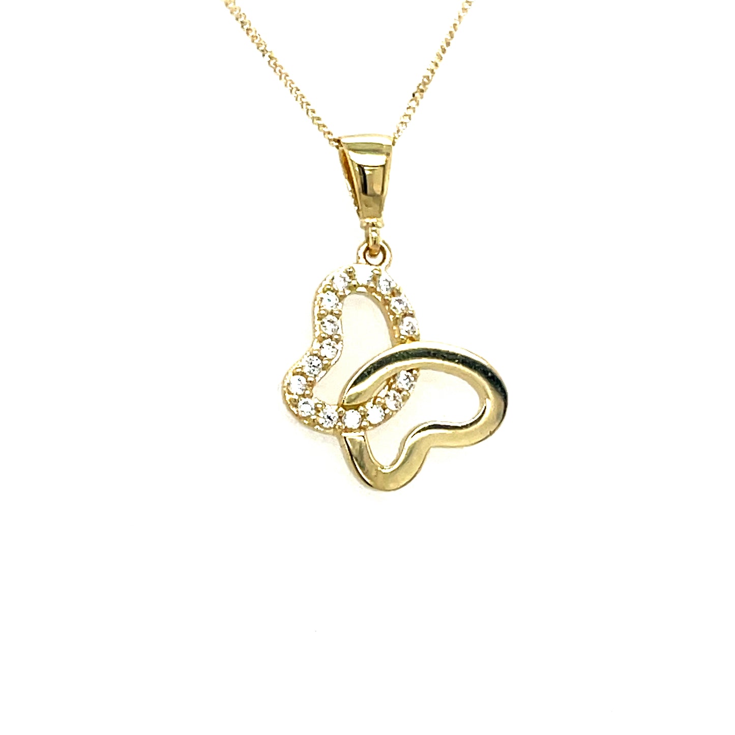 9CT Cubic Zirconia Butterfly Pendant