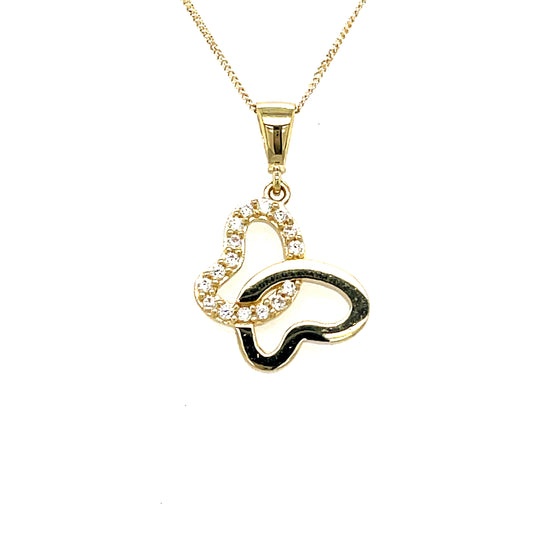 9CT Cubic Zirconia Butterfly Pendant