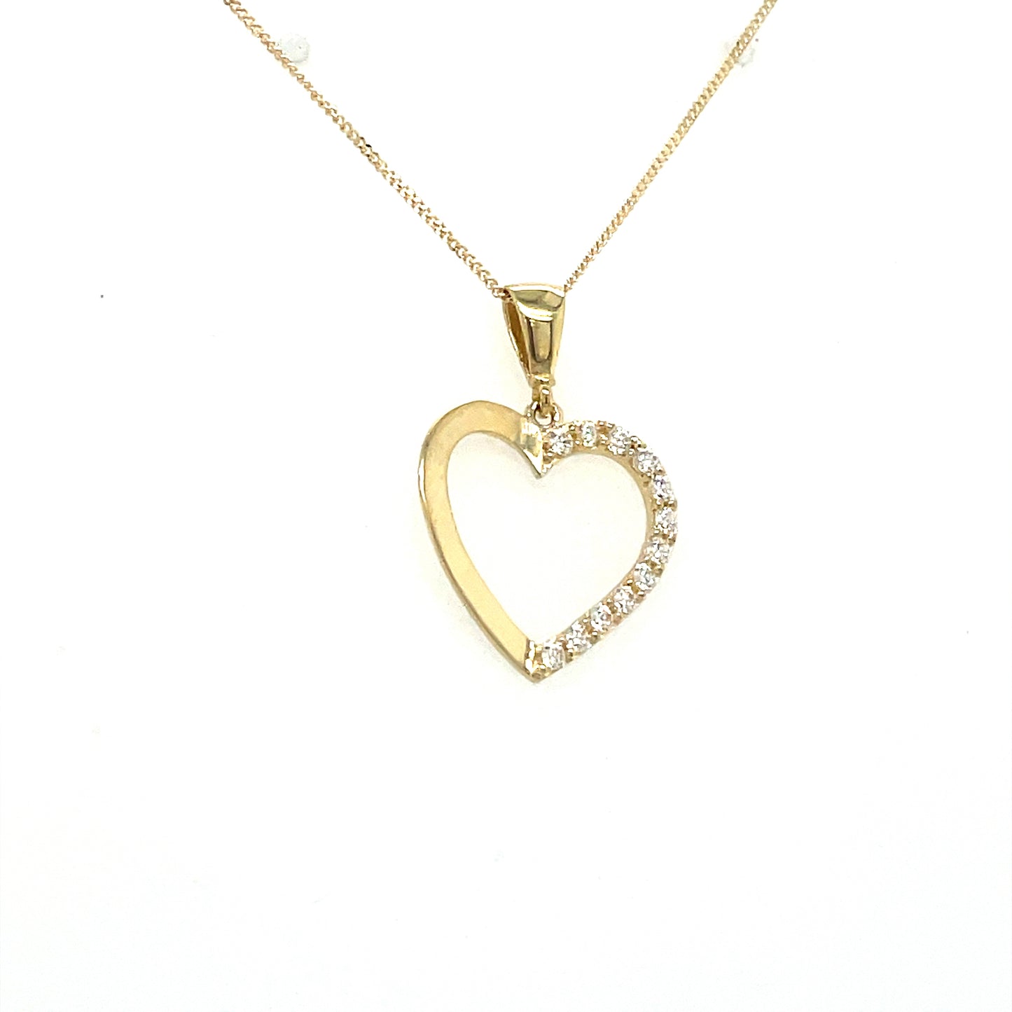 9CT Cubic Zirconia Open Heart Pendant