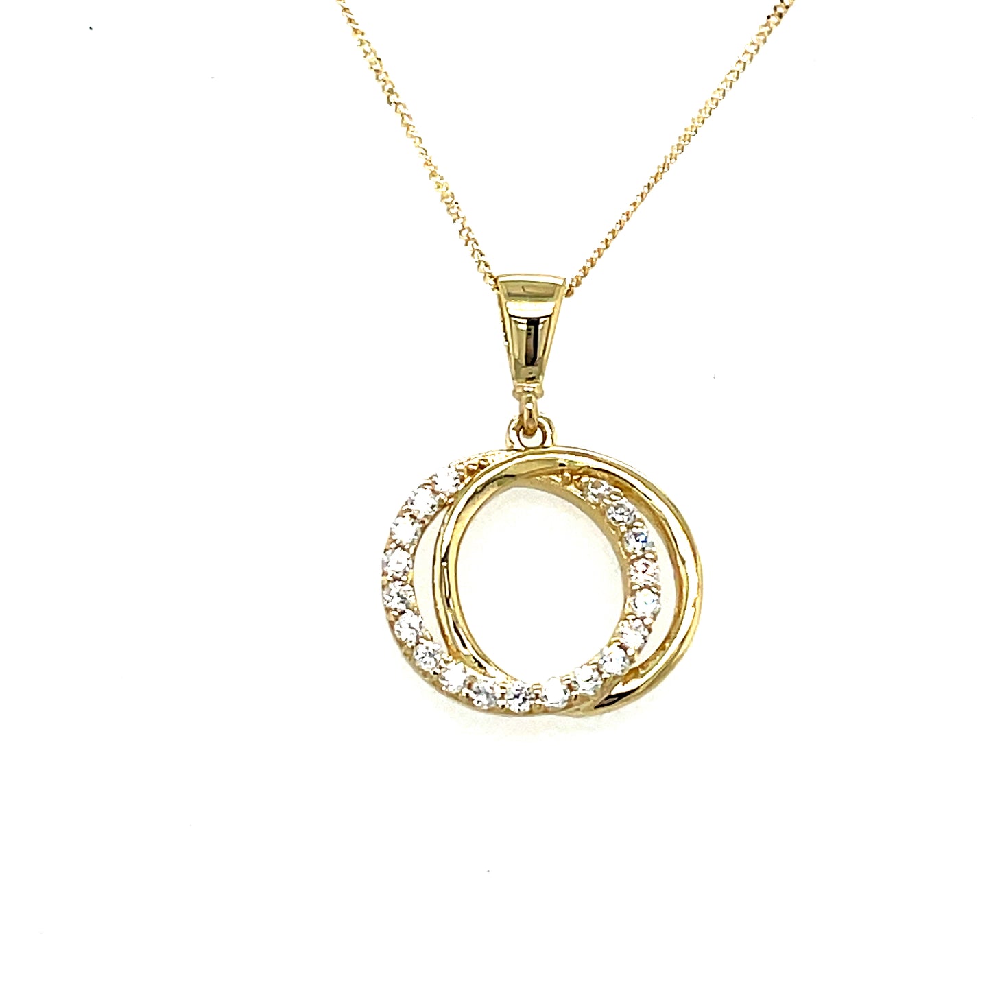 9CT Cubic Zirconia Open Circle Link Pendant