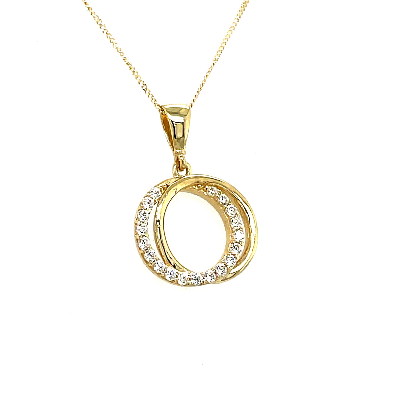 9CT Cubic Zirconia Open Circle Link Pendant