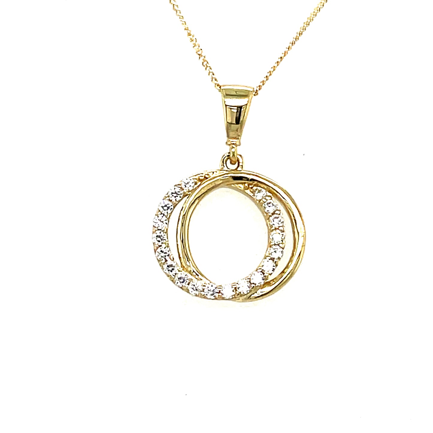 9CT Cubic Zirconia Open Circle Link Pendant